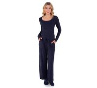 Isotoner Pantalon Large Femme Noir en Viscose ECOVERO | Toucher ultra doux, taille haute élastiquée, poches pratiques et cordon ajustable pour un confort optimal.