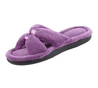 isotoner Pantoufle Signature X-Slide pour femme avec bordure en satin et mousse à mémoire de forme, ultraviolet, 36.5/37 EU