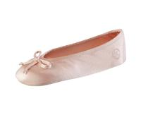 isotoner Pantoufles ballerines en satin avec nœud et semelle en daim synthétique pour femme, Noir, 37/38 EU
