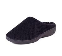 Isotoner Pantoufles mules en tissu terry pour femme Popcorn, Noir , 41.5 EU