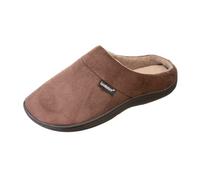 Isotoner Pantoufles ouvertes pour homme en mousse à mémoire de forme et semelle pour l'intérieur et l'extérieur, Micro daim chocolat foncé, Medium