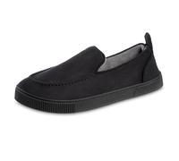 isotoner Pantoufles pour homme en microdaim et toile à dos fermé : intérieur/extérieur, mousse à mémoire de forme, lavable en machine, noir, 13-14