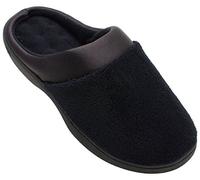 isotoner Pantoufles rembourrées en éponge et satin avec mousse à mémoire de forme pour intérieur/extérieur, Noir, 9.5-10