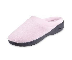 isotoner Pantoufles rembourrées en éponge et satin avec mousse à mémoire de forme pour intérieur/extérieur, rose pétale, 5.5/6 UK