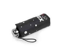 Isotoner Parapluie x-tra solide alpha mini 17,5 cm ouverture manuelle, compact, anti-retournement, technologie xtra-sec ultra-déperlant, pois noir/jaune