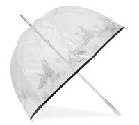 Isotoner Parapluie canne, cloche transparente, résistance au vent, pvc/héron cendré