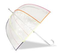 Isotoner Parapluie canne, cloche transparente, résistance au vent pvc/néon femme