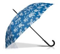 Isotoner Parapluie canne, ultra dérperlant, solide, ouverture automatique/ fermeture manuelle fleur coquillage bleu femme