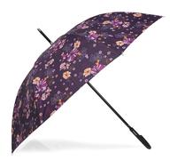 Isotoner Parapluie canne, ultra dérperlant, solide, ouverture automatique/fermeture manuelle, fleurs aubergine