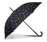 Isotoner Parapluie canne, ultra dérperlant, solide, ouverture automatique/ fermeture manuelle pois noir/jaune femme