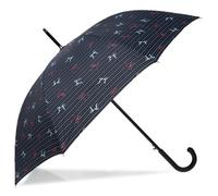 Isotoner Parapluie canne ultra dérperlant solide ouverture automatique/ fermeture manuelle rayure noeud bleu femme
