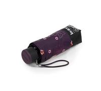 Isotoner Parapluie compact, solide, ultra déperlant, à ouverture manuelle, fleurs aubergine