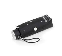 Isotoner Parapluie compact, solide, ultra déperlant, à ouverture manuelle technologie xtra-sec, pois noir/jaune