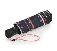 Isotoner Parapluie Mini Auto déperlant solide Rayure Petit Cœur Marine