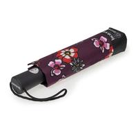 Isotoner Parapluie solide, ultra déperlant, à ouverture/fermeture automatique, fleurs pensées