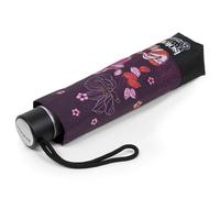 Isotoner Parapluie solide, ultra déperlant, à ouverture/fermeture manuelle, fleurs aubergine
