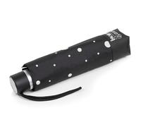 Isotoner Parapluie solide, ultra déperlant, à ouverture/fermeture manuelle, pois noir/jaune