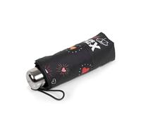 Isotoner Parapluie x-tra solide alpha mini 17,5 cm ouverture manuelle, compact, anti-retournement, technologie xtra-sec ultra-déperlant, coeur rouge