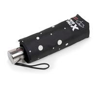 Isotoner Parapluie x-tra solide anti-retournement, ultra déperlant, ouverture/fermeture automatique, pois noir/jaune