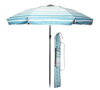 Isotoner Parasol de plage de plage, ultra résistant, structure anti vent, léger réglable en hauteur et inclinaison et anti uv upf50+, 160 cm rayure bleu