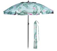 Isotoner Parasol de plage de plage, ultra résistant, structure anti vent, léger réglable en hauteur et inclinaison et anti uv upf50+, 160 cm cacatoès