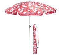Isotoner Parasol de plage, jardin, ultra résistant, structure anti vent, léger, réglable et anti uv upf50+, 160 cm fleurs tropicales
