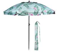 Isotoner Parasol de plage, jardin, ultra résistant, structure anti vent, léger, réglable et anti uv upf50+, 160 cm cacatoès