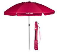 Isotoner Parasol de plage, jardin, ultra résistant, structure anti vent, léger, réglable et anti uv upf50+, 160 cm framboise