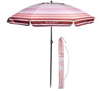 Isotoner Parasol de plage ultra résistant, structure anti vent, de jardin, ultra résistant, structure anti vent, léger réglable en hauteur et inclinaison et anti uv upf50+, 160 cm rayure saumon