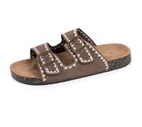 Isotoner Sandales à doubles bride, semelle intérieur patch talon ultra confortables chocolat brodé femme 38