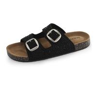 Isotoner Sandales femme à doubles brides ultra confortables, semelle intérieure cuir, 38 EU, noir strass