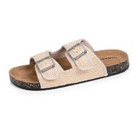 Isotoner Sandales femme à doubles bride, semelle intérieur patch talon ultra confortables, 41, rafia beige