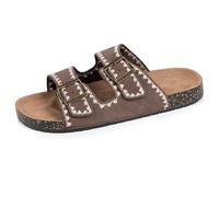 Isotoner Sandales Femme doubles brides Semelle Patch talon confort 38 chocolat brodé