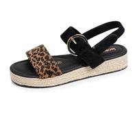 Isotoner Sandales Femme mémoire de forme talon de 3,5cm corde 39 noir/léopard