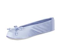 Isotoner Satin Ballerina Slippers With Classic Ribbon Or Soft Tie Bow And Suede Sole ChaussonFemme