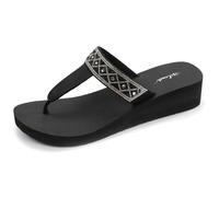 Isotoner Tongs à talon de 4cm ultra confortables noir femme 40