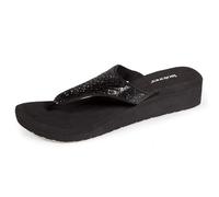 Isotoner Tongs femme à talon 4 cm, tiges larges et perlées, 36 EU, noir