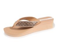 Isotoner Tongs femme à talon de 4 cm, ultra confortables, 37 EU, beige