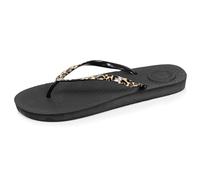 Isotoner Tongs femme semelle confortable et légère, sandale de plage, piscine, 37 EU, léopard/noir