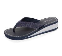 Isotoner Tongs femme talon 4 cm, semelle confortable et légère, sandale de plage, piscine, 39 EU, marine pailleté
