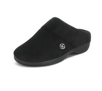 isotoner Women's Classic Hoodback W Memory Foam Slip on Slipper, Black, Large / 8.5-9 M US