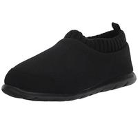 isotoner Women's Lightweight Hatch Knit Sock Slip-On Slipper Bootie, Black, 6