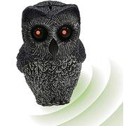ISOTRONIC® Faux Hibou - Figure avec Yeux Lumineux, Simulation réaliste de cris d'épouvantail Répulsif pour Oiseaux et Pigeons - Oeil d'étourneau