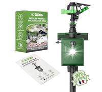 ISOTRONIC® Jet d'Eau Plus Lumière Répulsif Solaire pour Animaux | Répulsif Solaire pour Chiens et Chats | Répulsif pour Oiseaux et Hérons pour Jardin | Détecteur de Mouvement | Portée Réglable |
