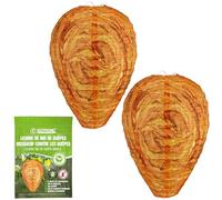 ISOTRONIC Lot de 2 nids de guêpes factices pour dissuader les guêpes et les frelons - Répulsif résistant aux intempéries pour jardin, balcon et terrasse - Simulation de nid comme protection naturelle
