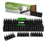 ISOTRONIC Répulsif anti-oiseaux en plastique 3 rangées de pointes pour chat, martre, pigeon, clôture, rebord de fenêtre, toit, répulsif anti-pigeons, anti-oiseaux - robuste (noir, 12 pièces)