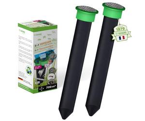 ISOTRONIC Répulsif anti-taupes, anti-campagnol, lot de 2, tradition depuis 1979, étanche IP65, plus lumière bleue contre la faune (1)