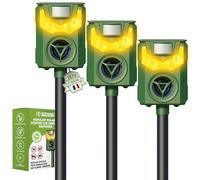 ISOTRONIC Répulsif solaire pour animaux avec fréquence + lumière flamme | Contre la faune telle que les ratons laveurs, les chevreuils, les renards, les sangliers | Répulsif efficace pour animaux, 3