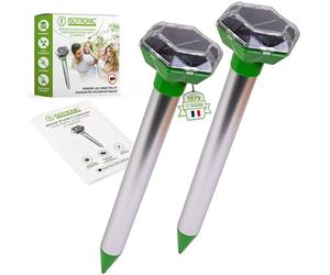 ISOTRONIC® Solaire Taupe Deterrer, dissuasif Efficace Contre Les Taupes, Les Souris, Les Fourmis, Rats, et Le Serpent - Répulsif à Haute fréquence pour l'extérieur - Paquet de 2 pcs