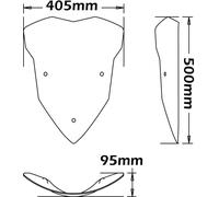 ISOTTA Pare-brise haut transparent 500x405x4mm pour Ducati Multistrada 1200